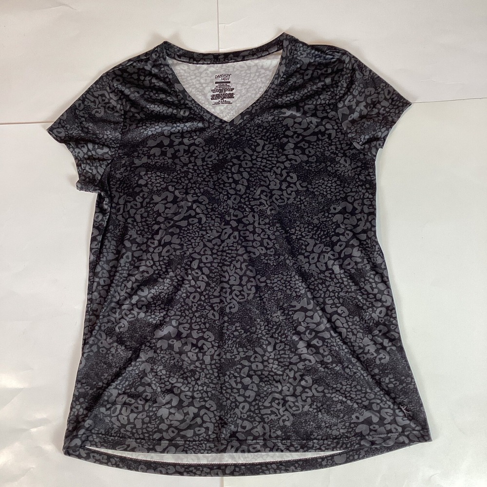 Danskin Now Womens T Shirt Top Size L Large Short Sleeve V Neck Casual Geometric